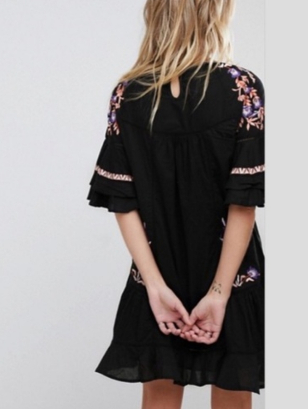 Free People Black Pavlo Babydoll Ruffle Swing Mini - Picture 5 of 5